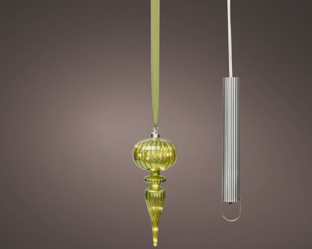 micro led ornament steady binnen groen/warm wit d.10.5cm x h.27cm