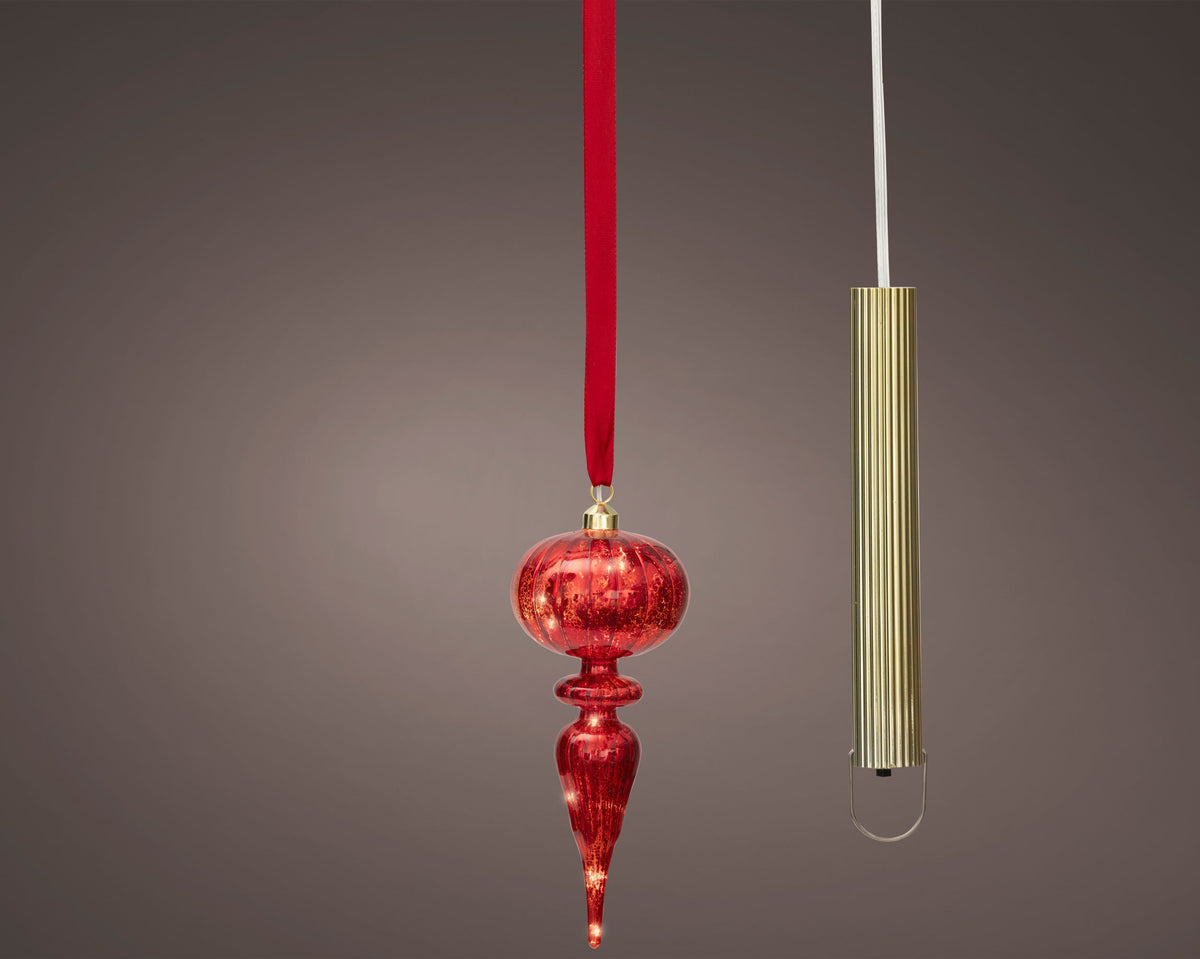 micro led ornament steady binnen rood/warm wit d.10.5cm x h.27cm