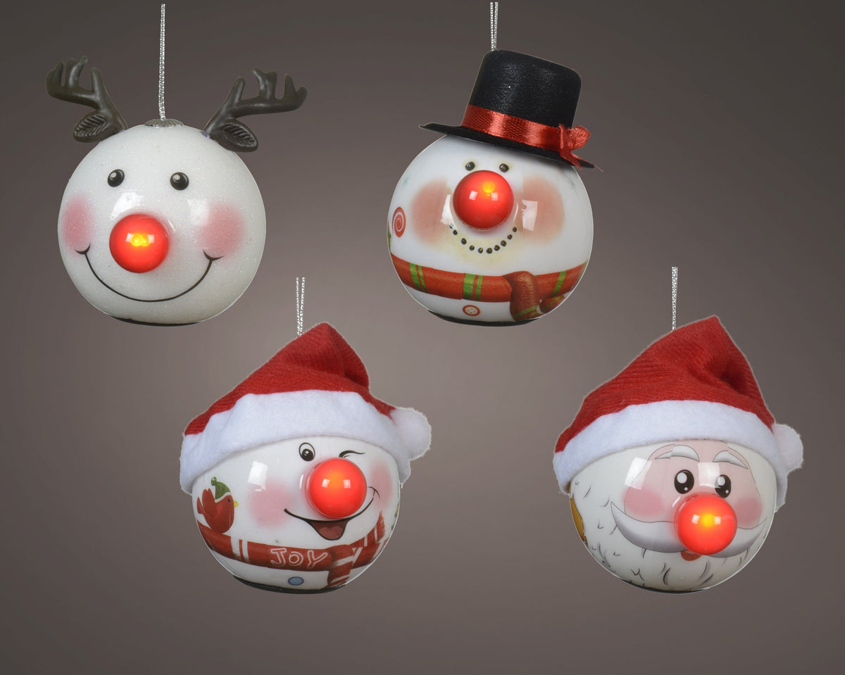 led kerstbal polyfoam flashing effect binnen 4ass assortie/warm wit l.8.5cm x w.7.5cm x h.8.2cm