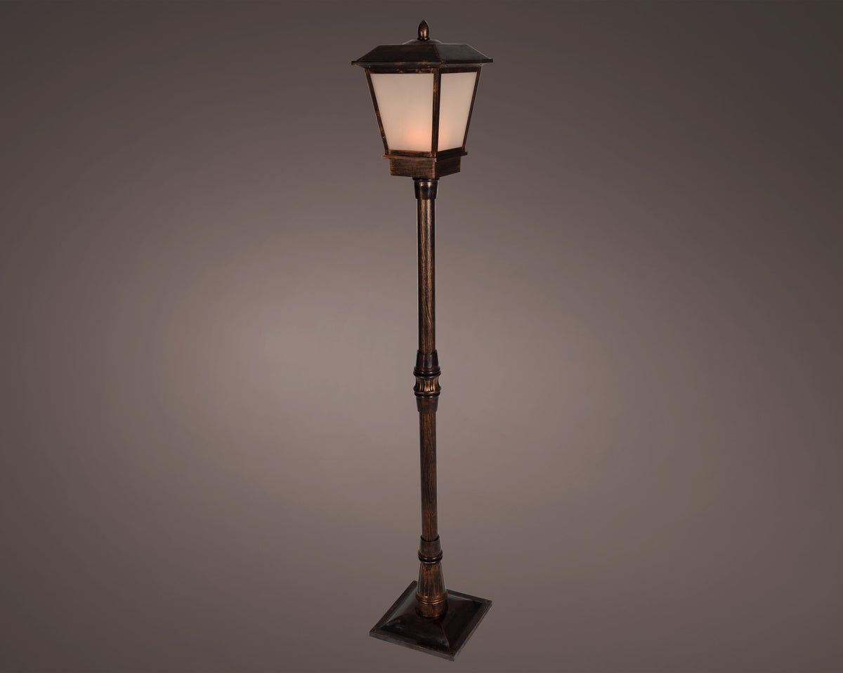 led lantaarn plastic fire flame effect buiten antiek koper l.25cm w.25cm h.160cm