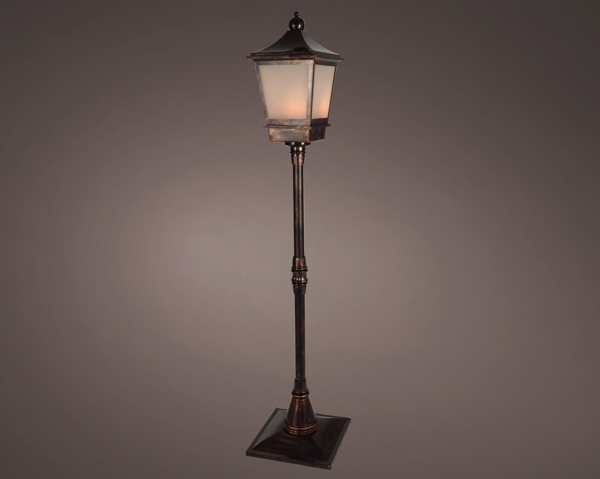 led lantaarn plastic fire flame effect buiten antiek koper l.37.5cm w.37.5cm h.185cm