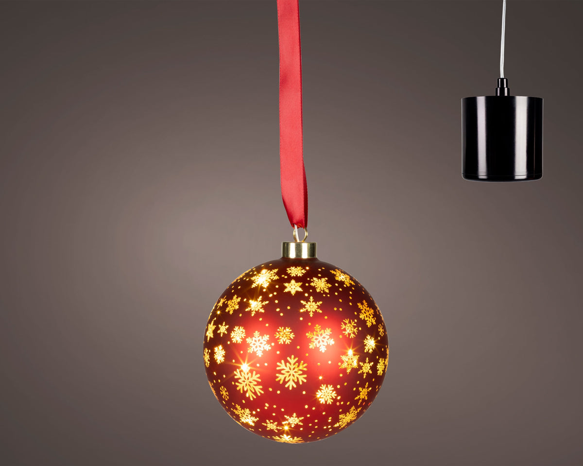 micro led bal steady binnen kerstrood/warm wit d.14cm
