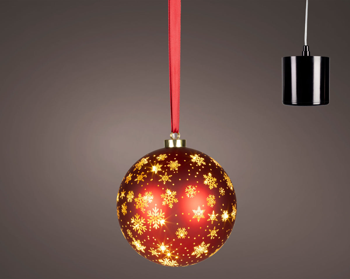 micro led bal steady binnen kerstrood/warm wit d.19cm