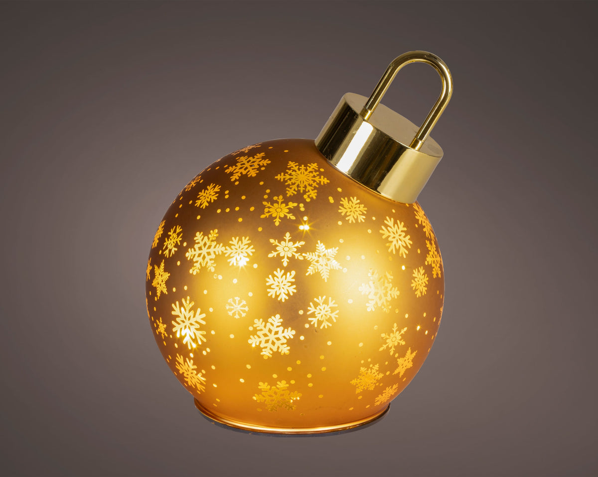 micro led draaiende bal glas steady bo binnen goud/warm wit d.14cm x h.18cm