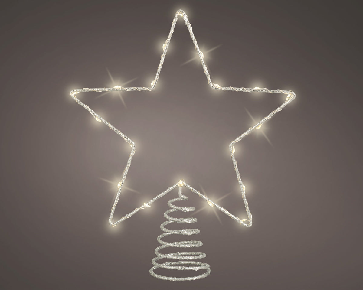 micro led piek metaal star steady binnen zilver/warm wit l.5cm x w.22cm x h.27cm