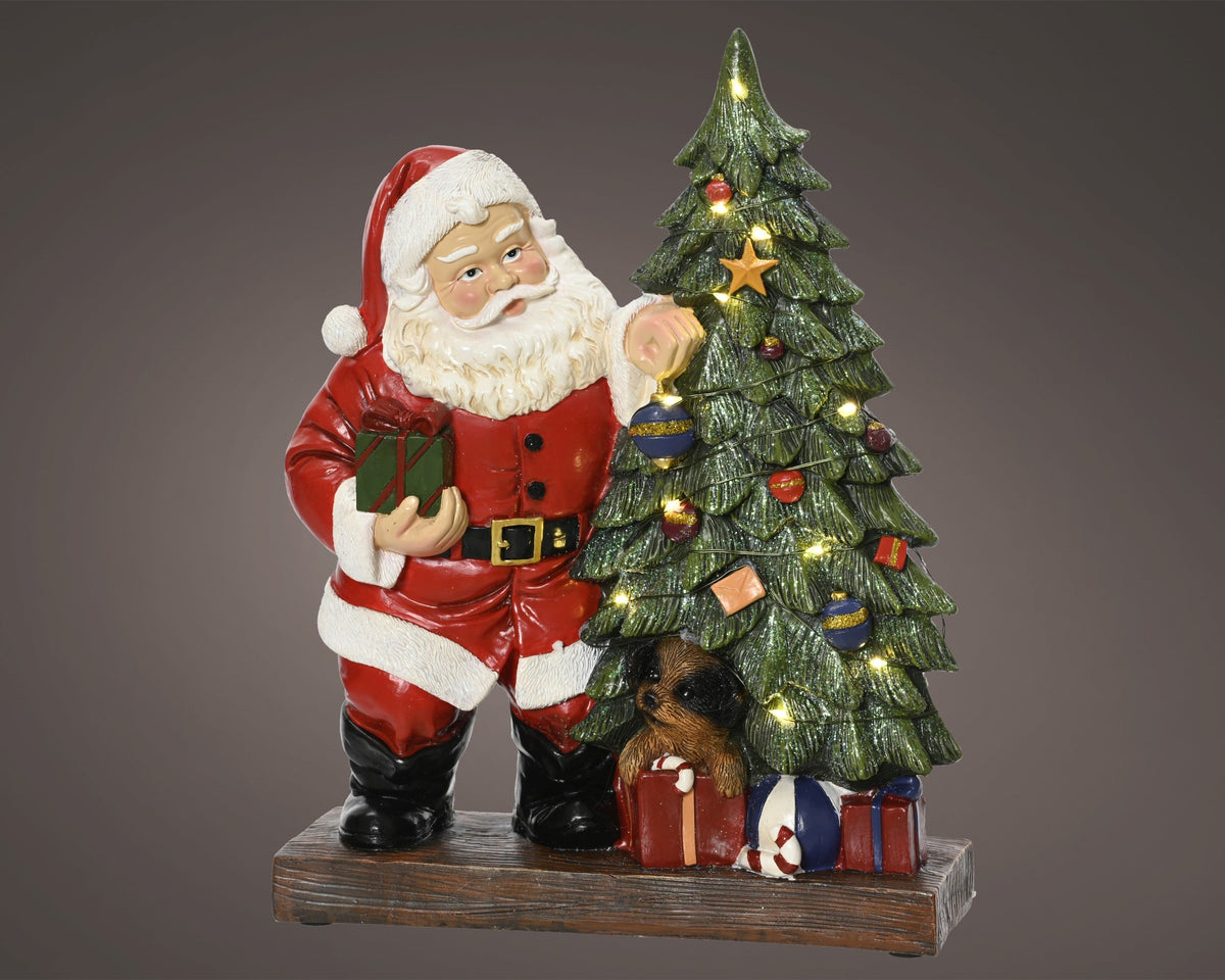 micro led kerstman polyresin steady binnen kleuren/warm wit l.8.5cm x w.23cm x h.29cm
