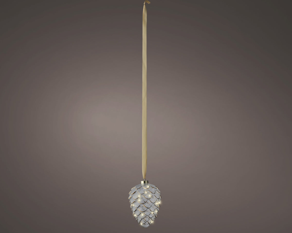 micro led dennenappel steady binnen helder/warm wit d.15cm x h.21cm