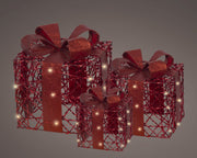 micro led giftbox metaal steady binnen rood/warm wit l.25cm x w.25cm x h.30cm