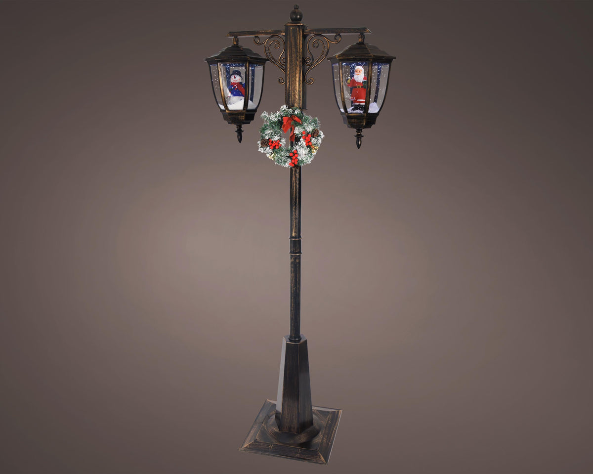 led sneeuw blower plastic lantern sneeuwval effect binnen antiek koper/koel wit l.40cm w.80cm h.188cm