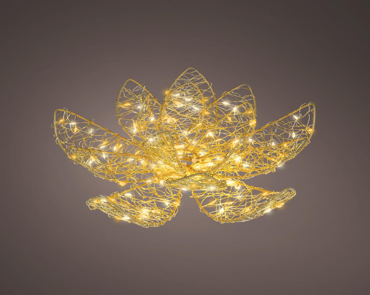 micro led bloem metaal flashing effect buiten goud/warm wit/klassiek warm d.28cm h.9cm