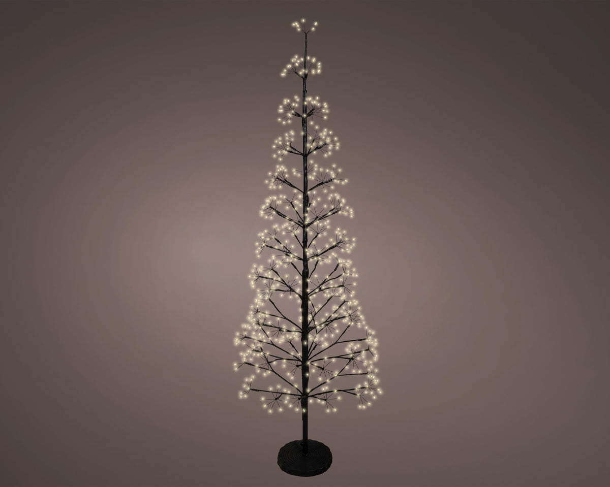 micro led boom ijzer 2 functie twinkel effect buiten zwart/warm wit d.55cm h.150cm