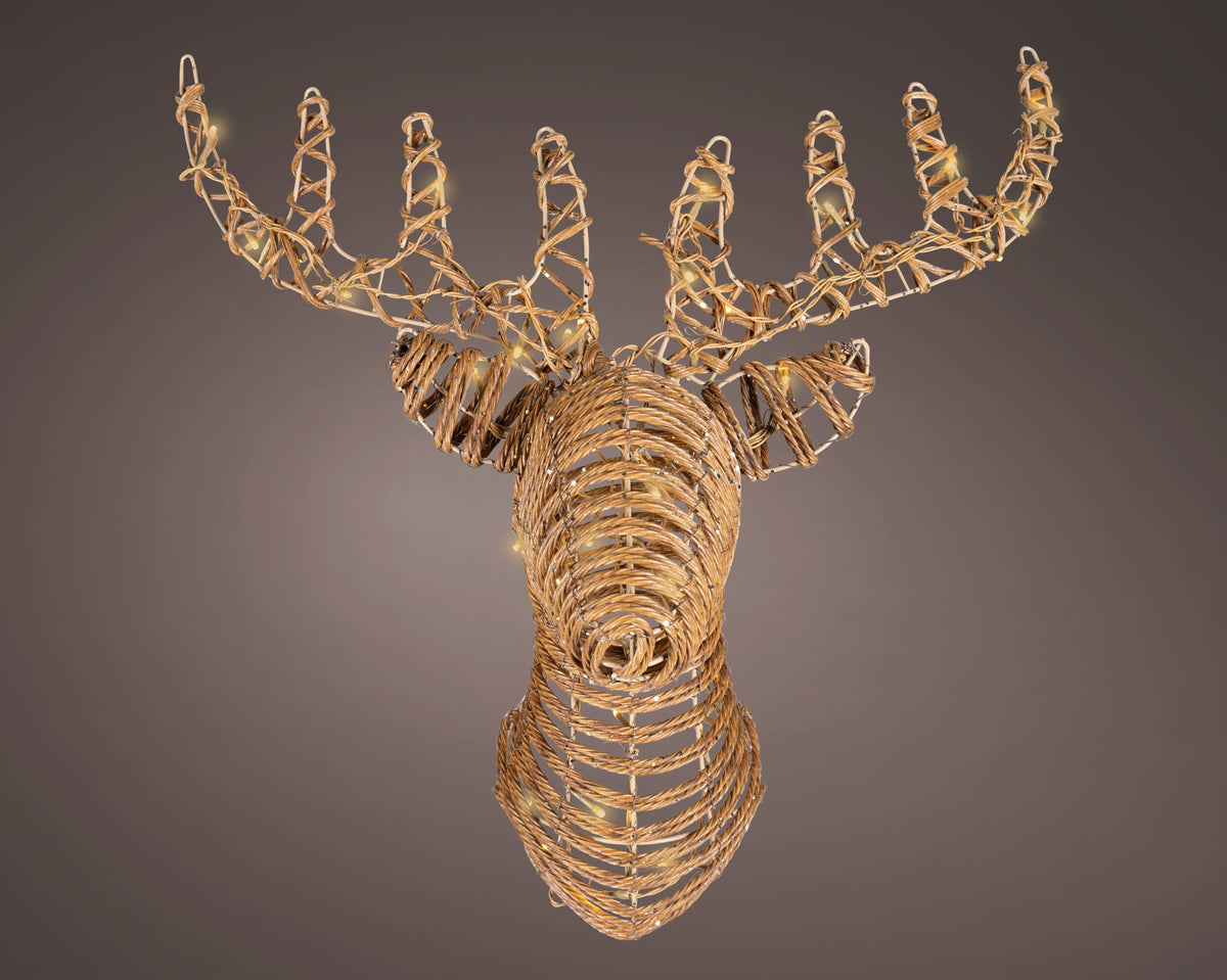 led rendier wicker flashing effect buiten bruin/soft gold l.28cm w.68cm h.66cm