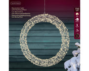 micro led krans metaal flashing effect buiten zilver/warm wit l.7cm w.58cm h.58cm