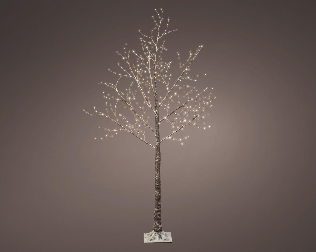 micro led boom pvc snowy branch steady buiten bruin/warm wit d.100cm h.180cm
