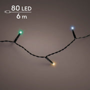 led basic lights 8 functie twinkel effect buiten zwart/multi 80 led l.600cm