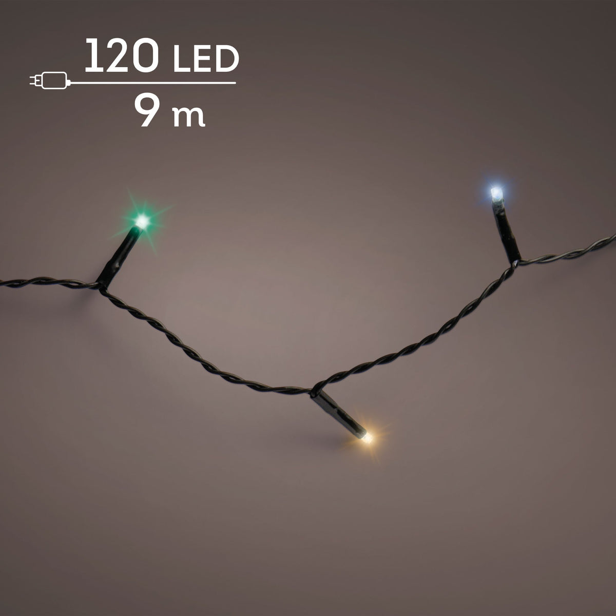 led basic lights 8 functie twinkel effect buiten zwart/multi 120 led l.900cm