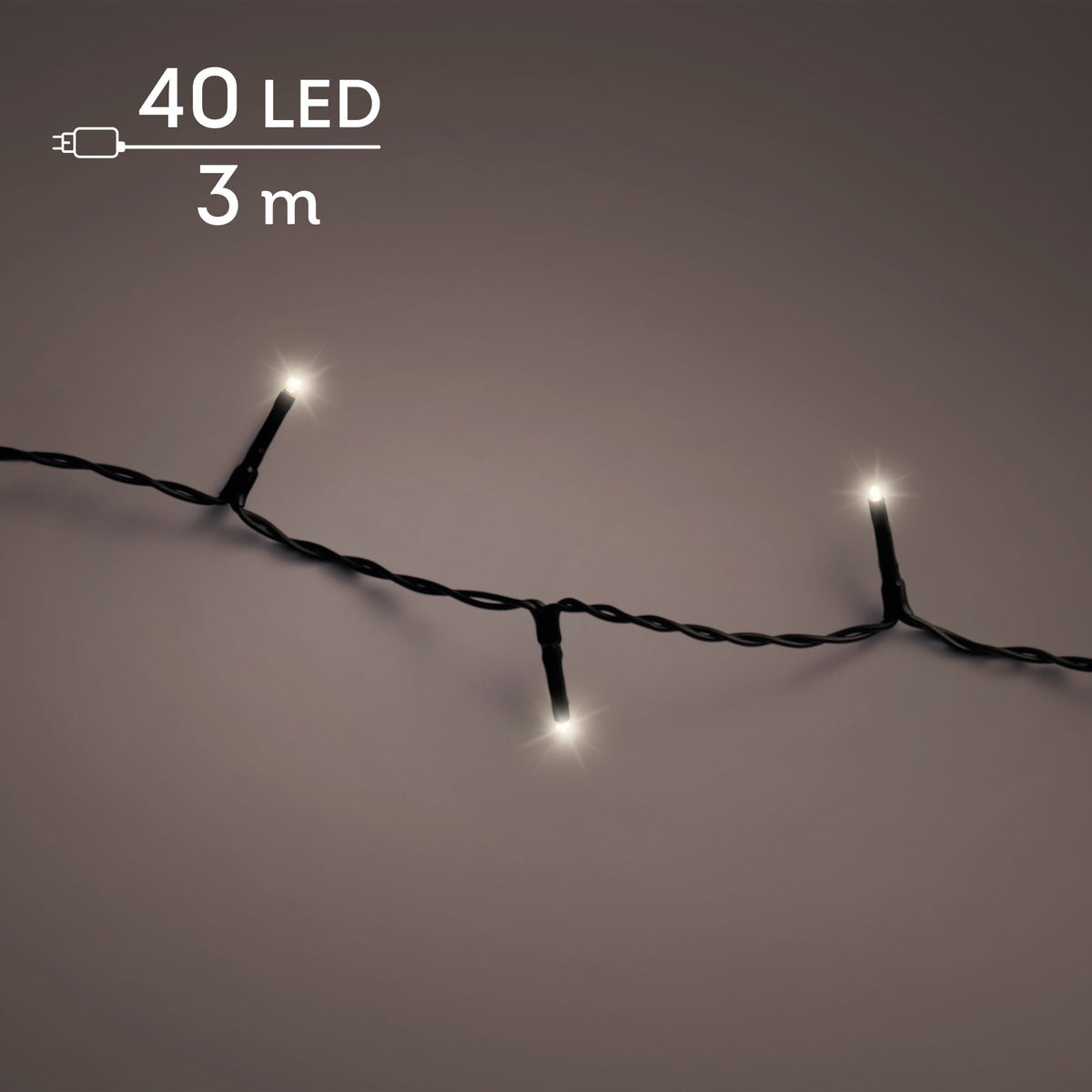 led basic lights steady buiten zwart/warm wit 40 led l.300cm