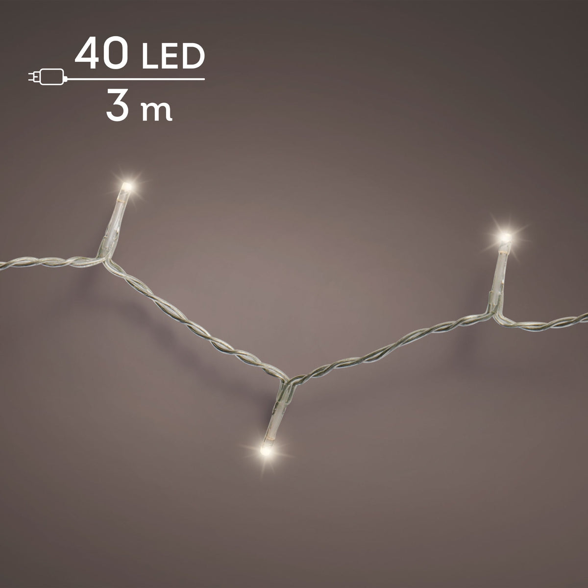 led basic lights steady buiten transparant/warm wit 40 led l.300cm