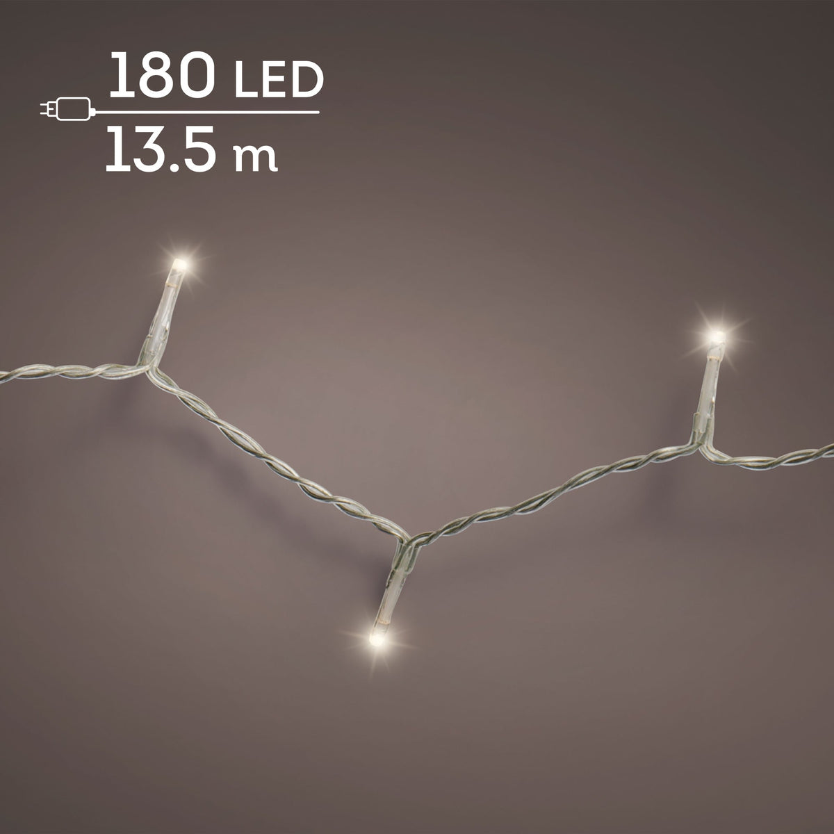 led basic lights steady buiten transparant/warm wit 180 led l.1350cm