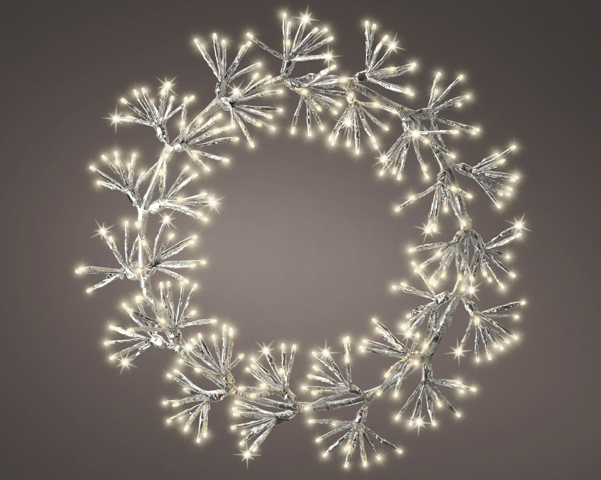 led frame light metaal taped wreath flashing effect buiten zilver/warm wit d.48cm x l.6cm