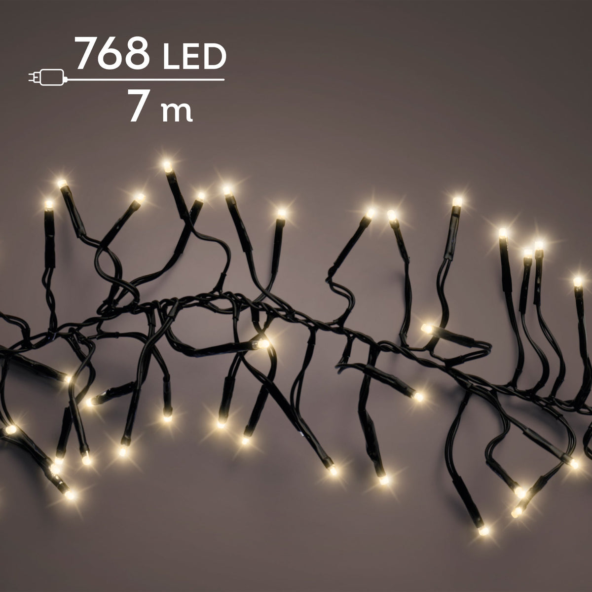 led cluster lights steady buiten zwart/soft gold 768 led l.700cm