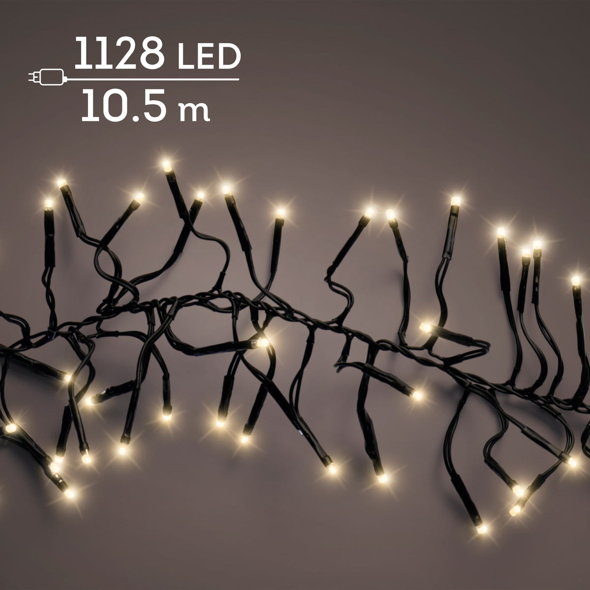 led cluster lights steady buiten zwart/soft gold 1128 led l.1050cm