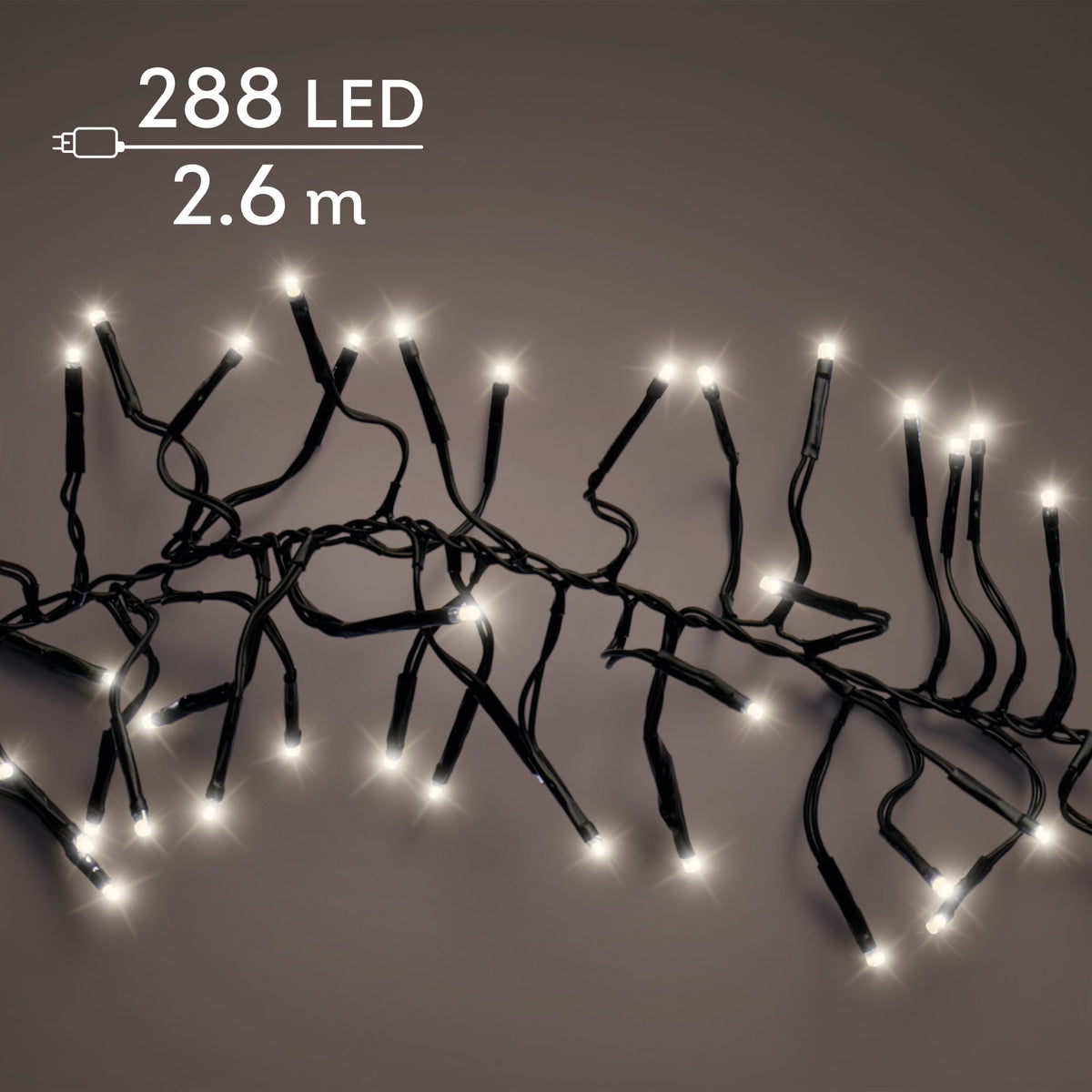led cluster lights steady buiten zwart/warm wit 288 led l.260cm