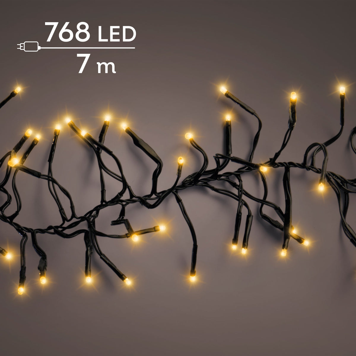 led cluster lights steady buiten zwart/klassiek warm 768 led l.700cm