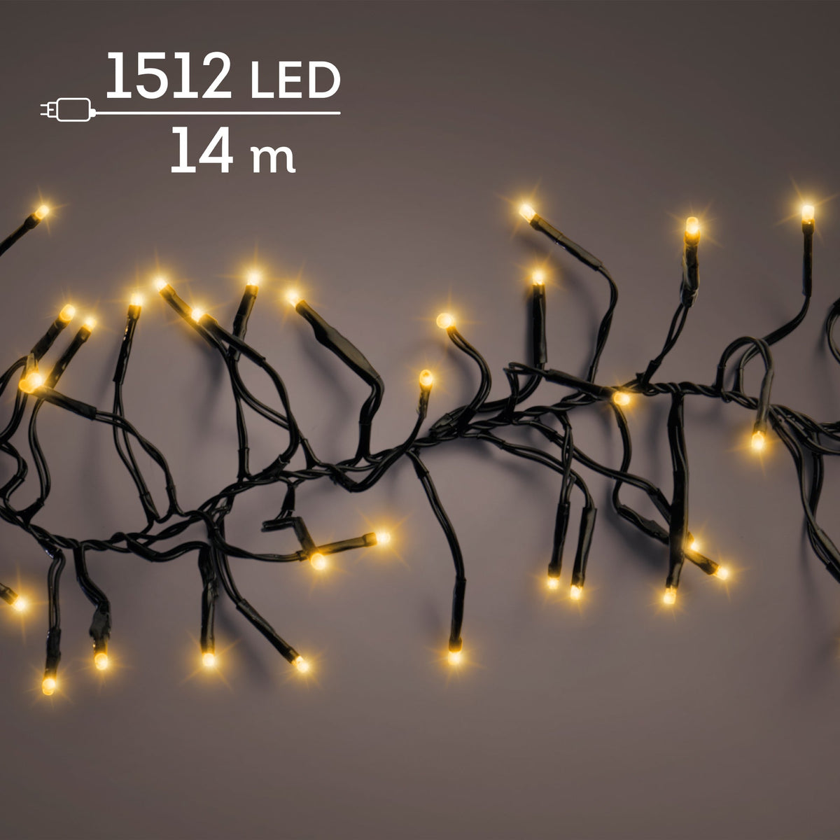 led cluster lights steady buiten zwart/klassiek warm 1512 led l.1400cm