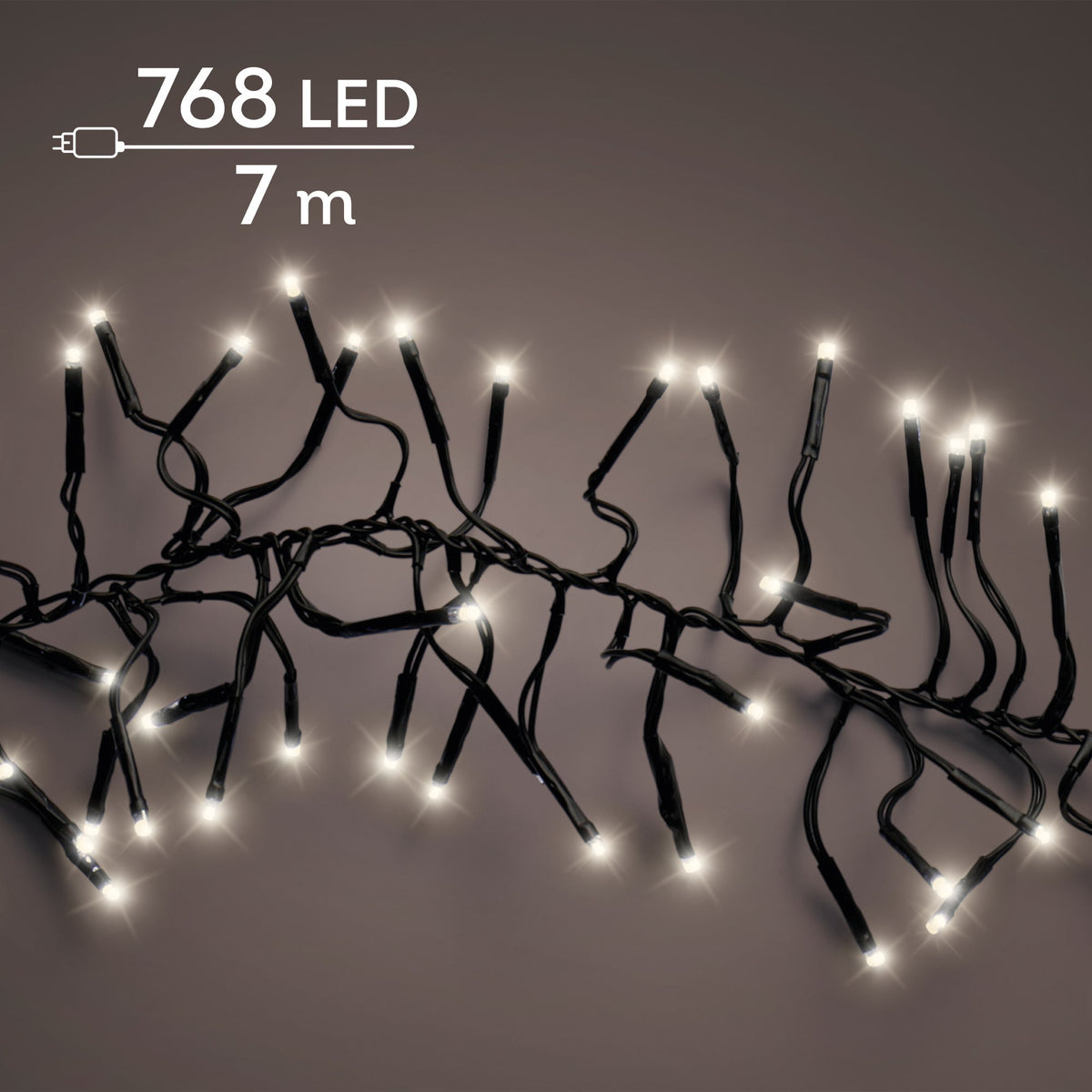 led cluster lights steady buiten zwart/warm wit 768 led l.700cm