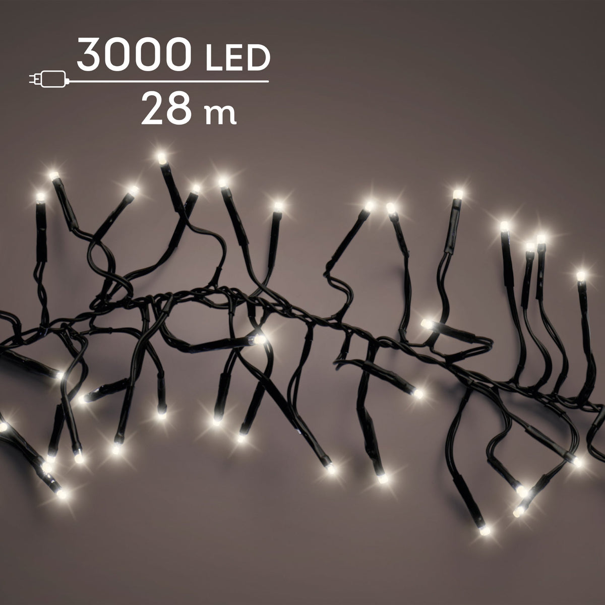 led cluster lights steady buiten zwart/warm wit 3000 led l.2800cm