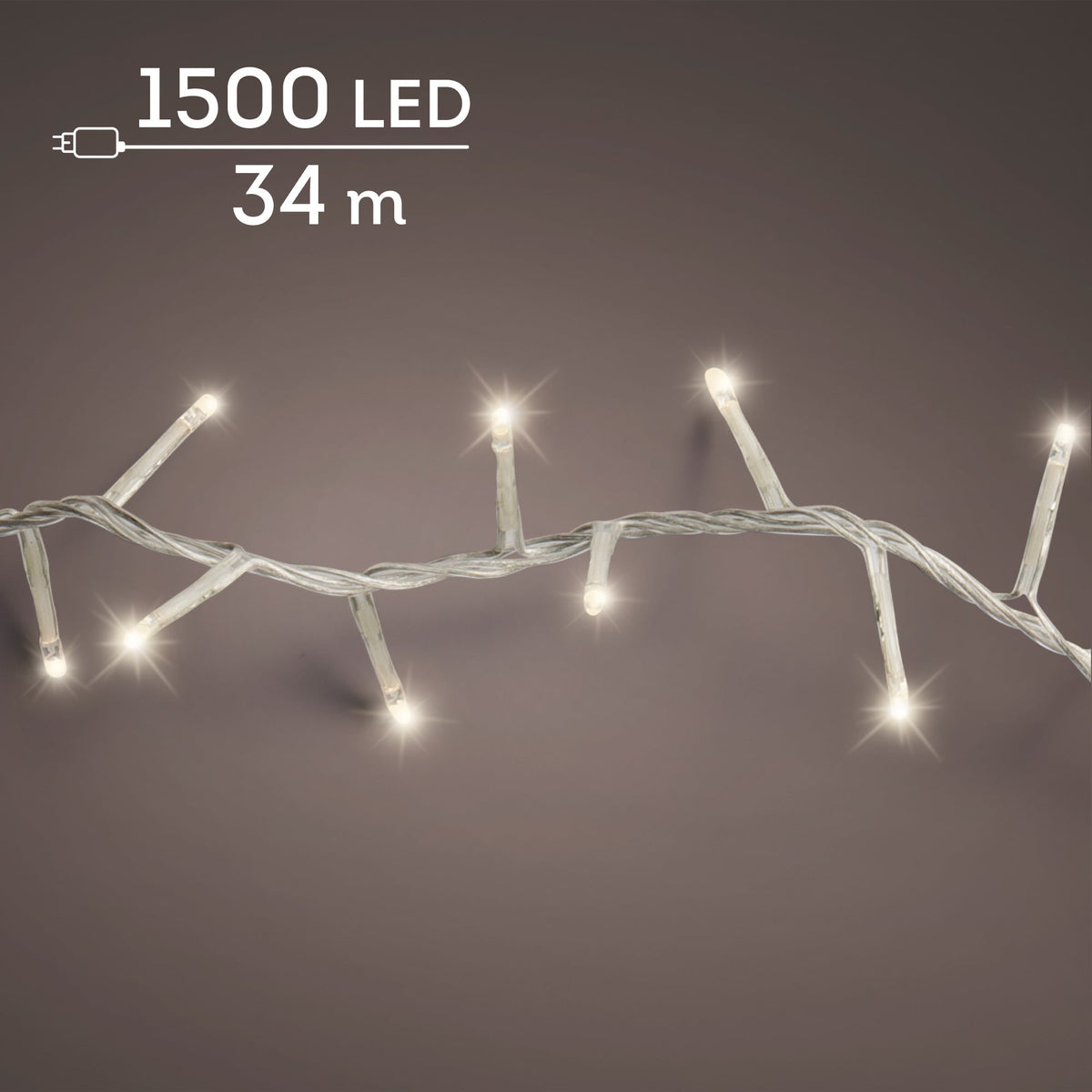 led compact lights 8 functie twinkel effect buiten transparant/warm wit 1500 led l.3400cm