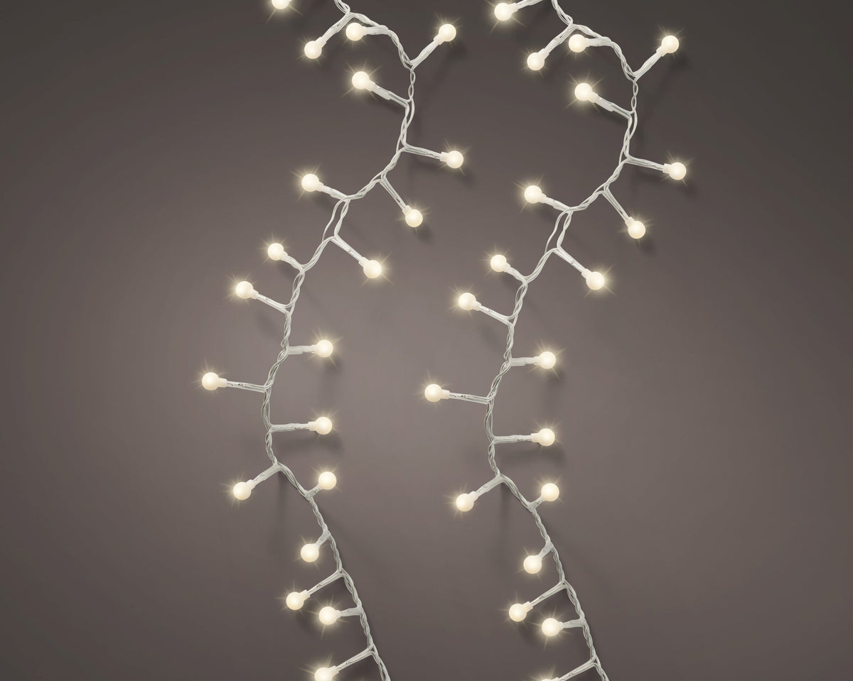 led cherry lights 8 functie twinkel effect buiten transparant/warm wit 350 led l.750cm
