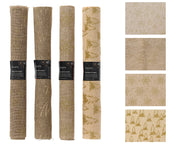 decostof jute gold print 4ass naturel/goud l.200cm x w.35cm x h.0.01cm
