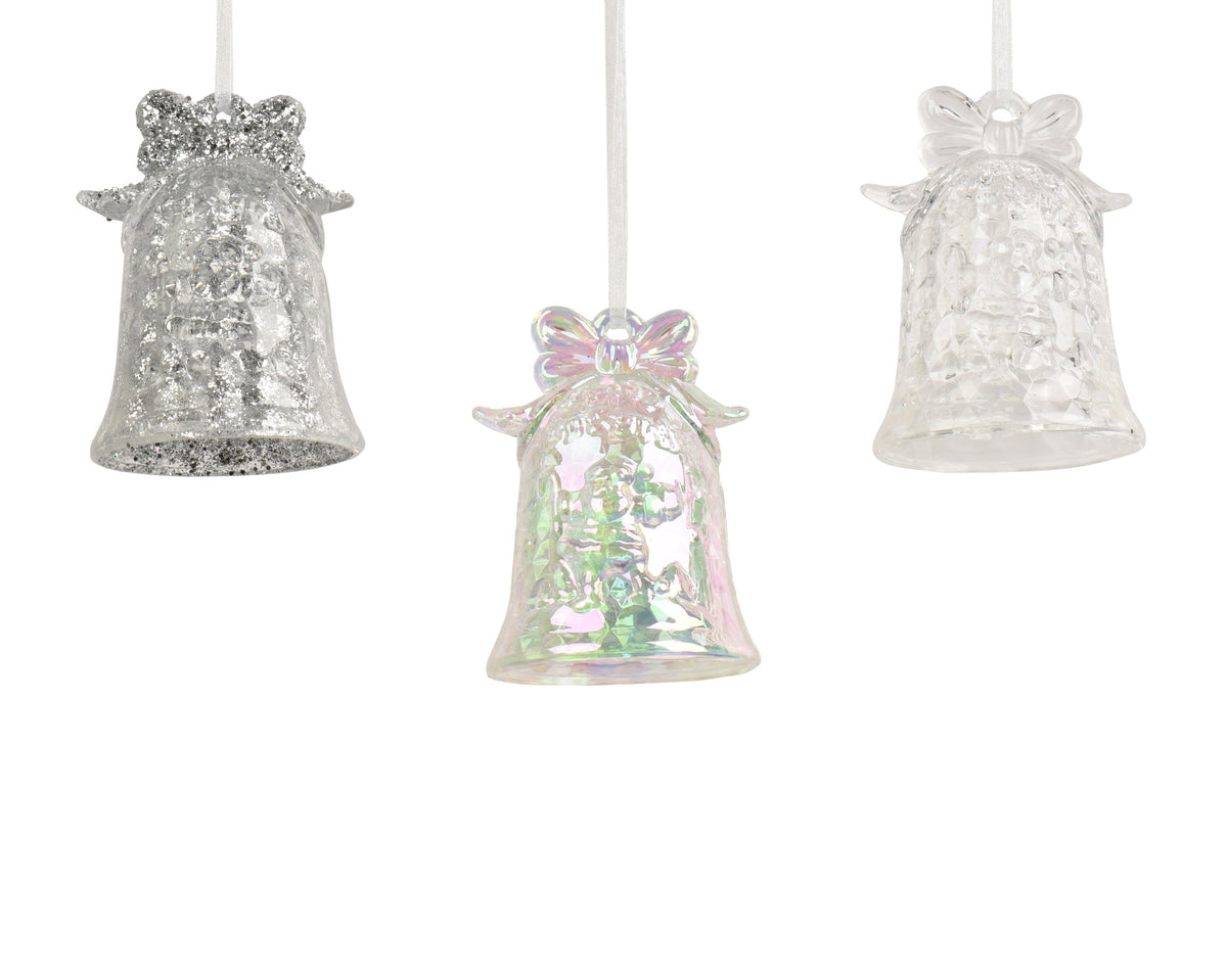 klok polystyreen transparent, iris, transpa with glitter 3ass transparant l.6.5cm x w.6.5cm x h.9cm
