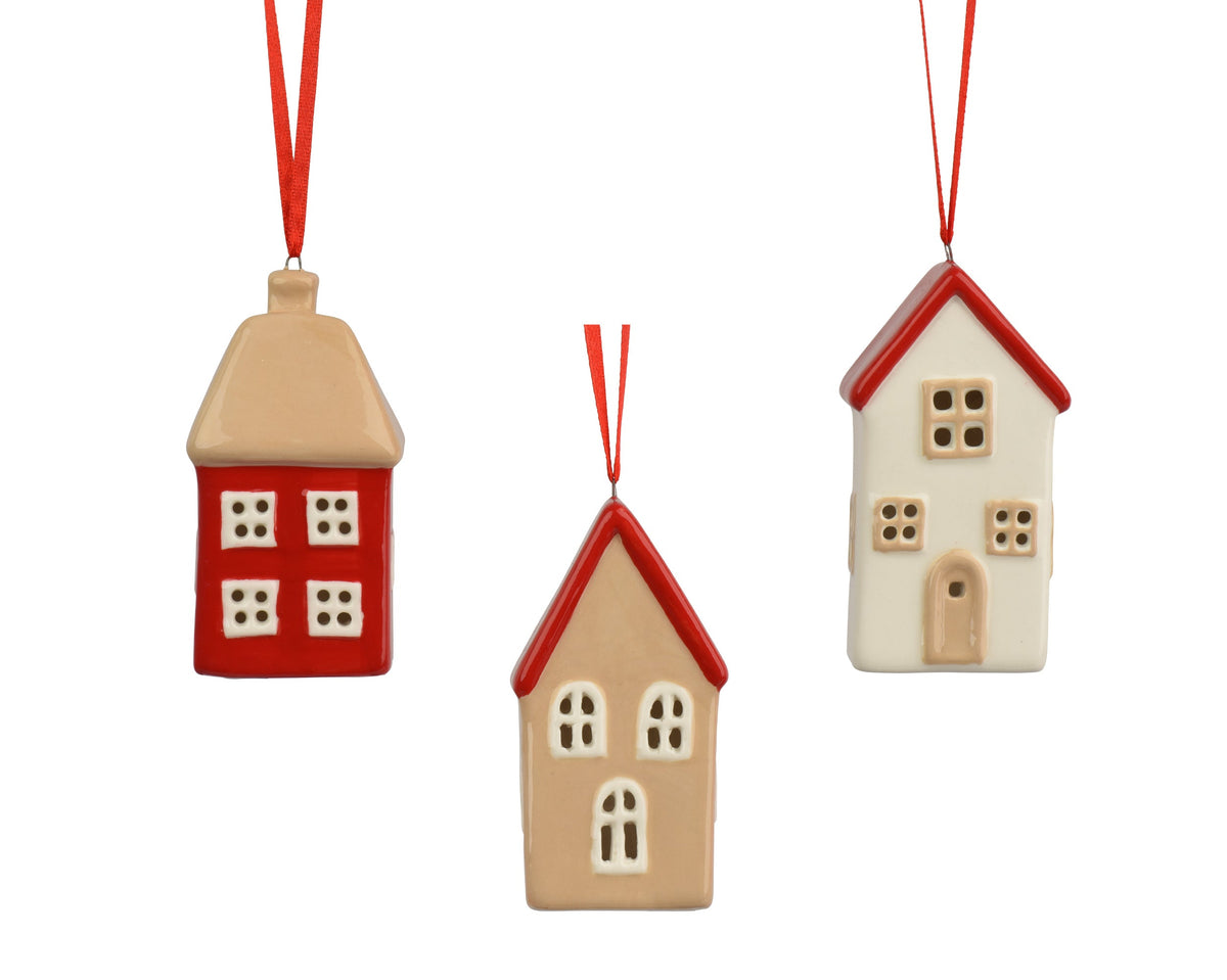 huis porselein glazed 3ass assortie l.4.5cm x w.3.5cm x h.9cm