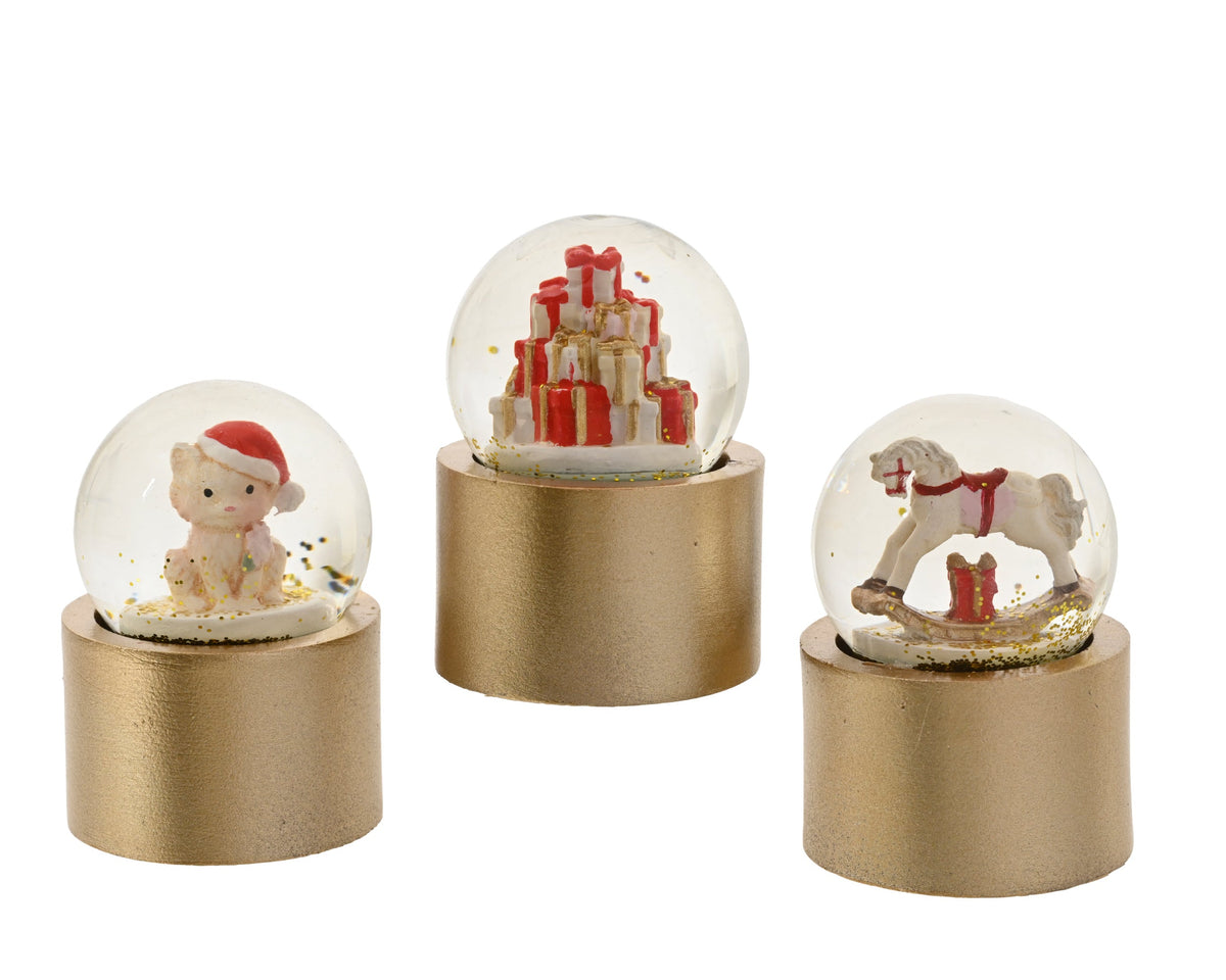 schudbol glas 3ass licht goud/kleur(en) d.3.5cm x h.6cm