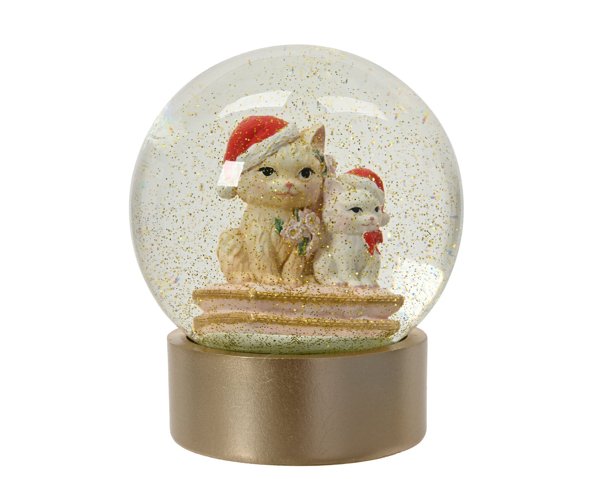 schudbol glas cat licht goud/kleur(en) d.12cm x h.15.6cm