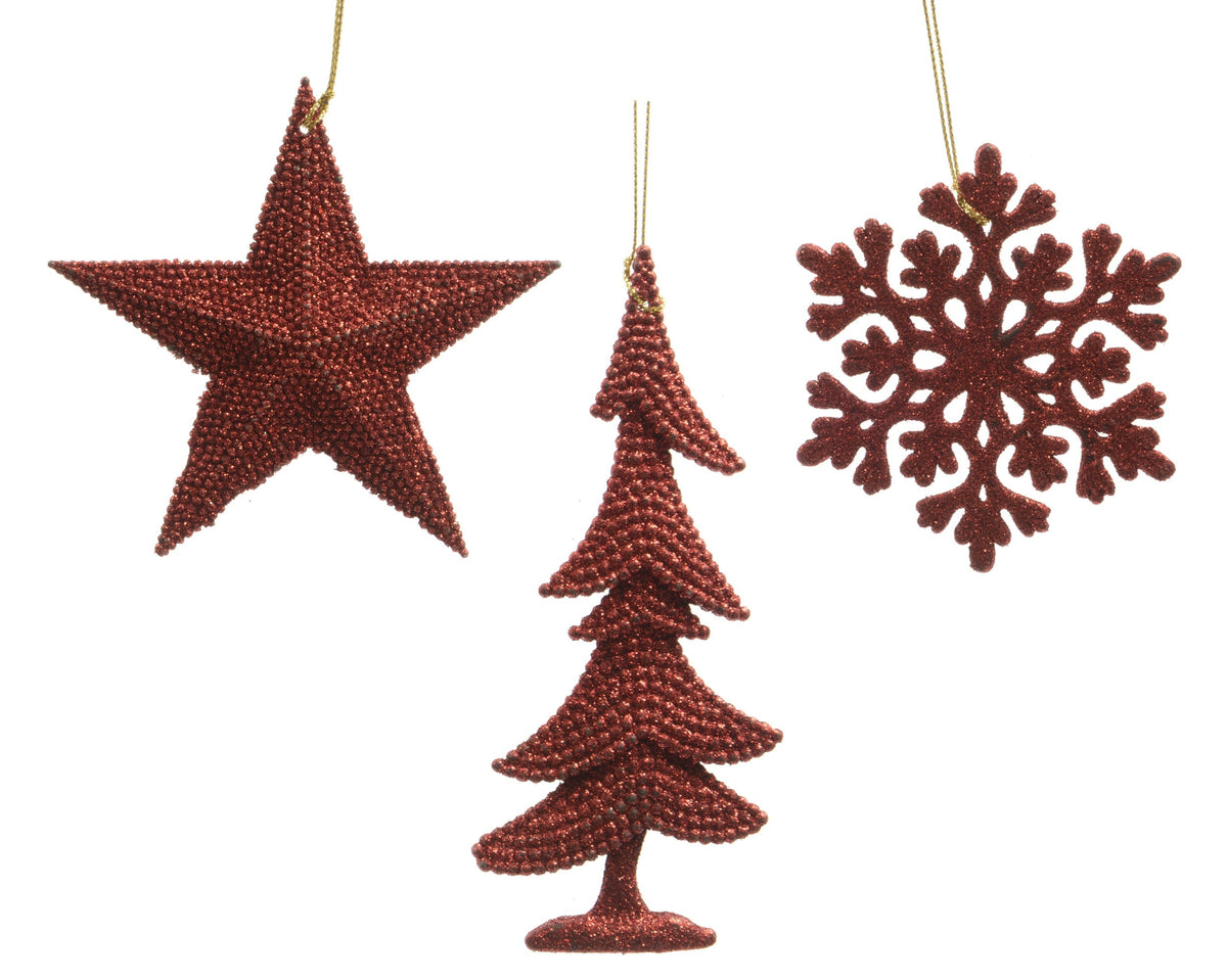 figuren plastic glitter plastic glitter hanger 3ass kerstrood l.0.8cm x w.10.5cm x h.10.5cm
