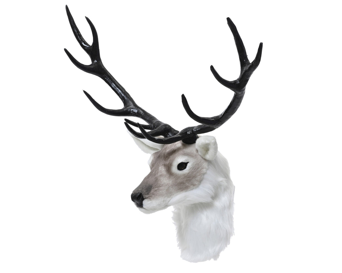 hertenhoofd plastic faux fur beige/kleur(en) l.55cm x w.52cm x h.22cm