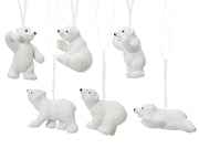 ijsbeer polystyreen flock with glitter, with snowball, without snowball 6ass wit l.2cm x w.8cm x h.6cm