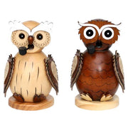 holz räucherfigur "eule", natur/braun 2-fach sort. 8 x 8 x 15 cm