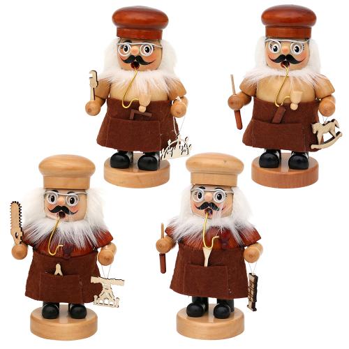 holz räucherfigur "handwerker" 4-fach sort. 9 x 7 x 16 cm