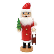 holz räuchermann "weihnachtsmann" mit schlitten und tanne in der hand 8 x 6 x 25 cm