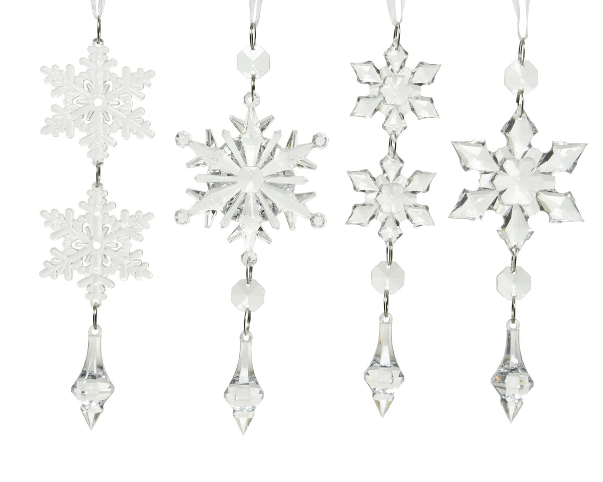 sneeuwvlok acryl acrylic drops and beads 4ass transparant l.1cm x w.4cm x h.16cm