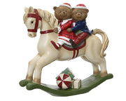 beer polyresin bears rocking horse bruin/kleur(en) l.36.5cm x w.12.5cm x h.33.5cm