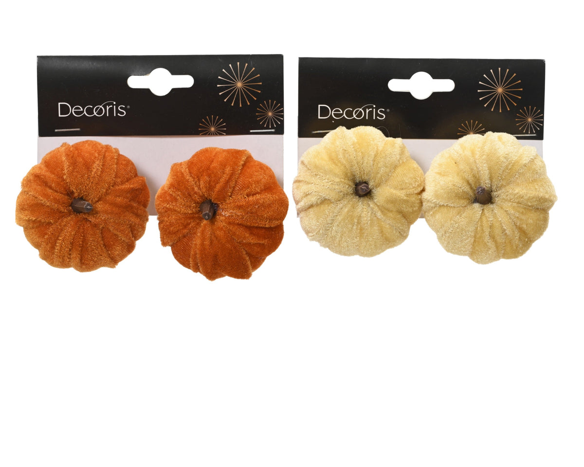 pompoen polyester fluweel op clip 2col ass assortie l.6cm x w.6cm x h.5cm