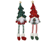 gnoom polyester sitting w dangling leg xams tree hat 2col ass assortie l.15cm x w.9cm x h.45cm