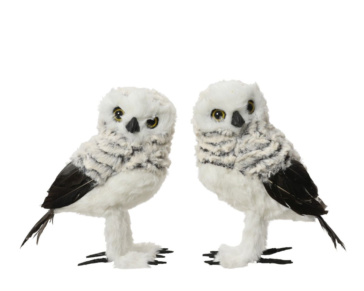 uil kunstbont feathers 2ass grijs l.11cm x w.14cm x h.21cm