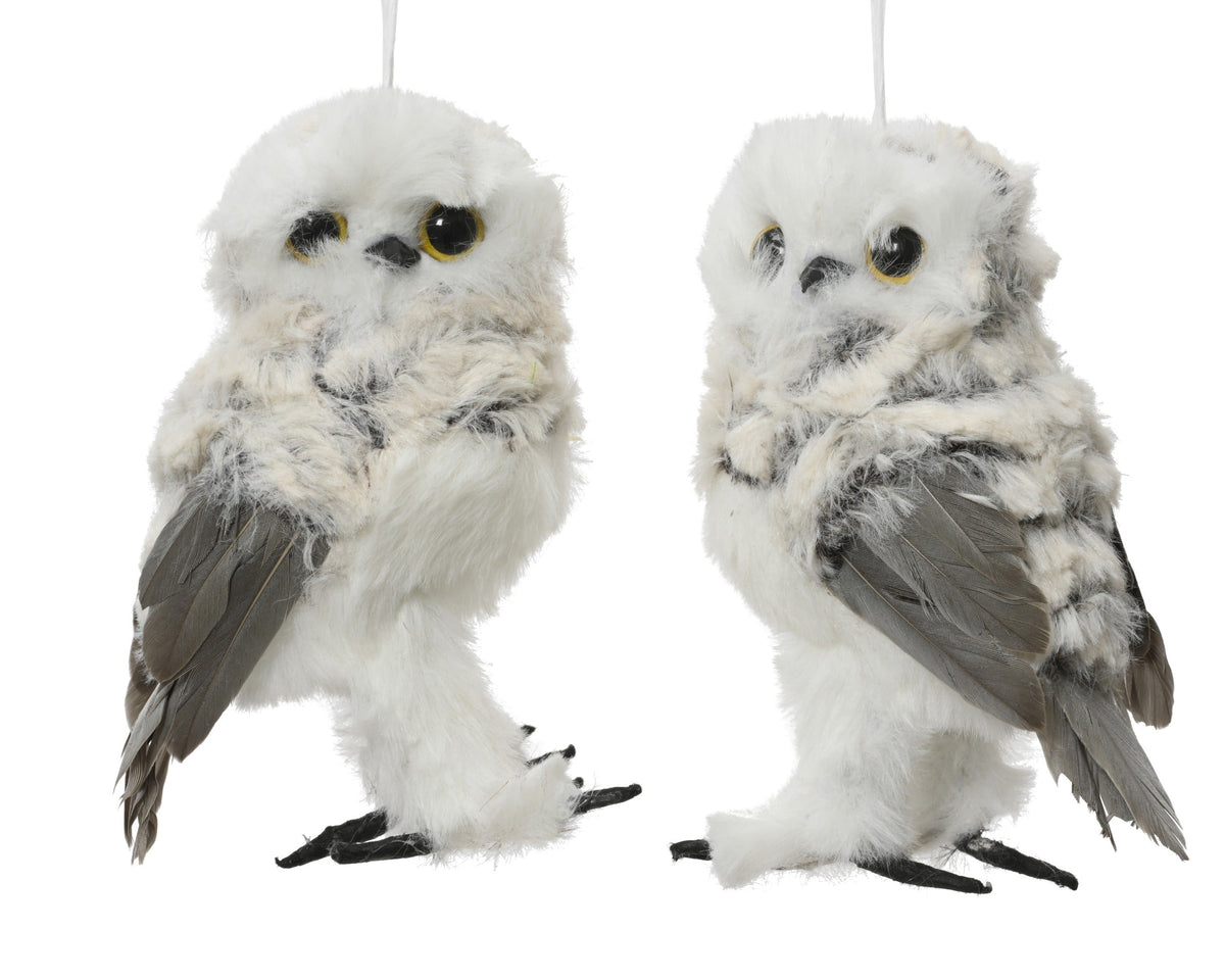 uil kunstbont feathers 2ass grijs l.9cm x w.7cm x h.13cm
